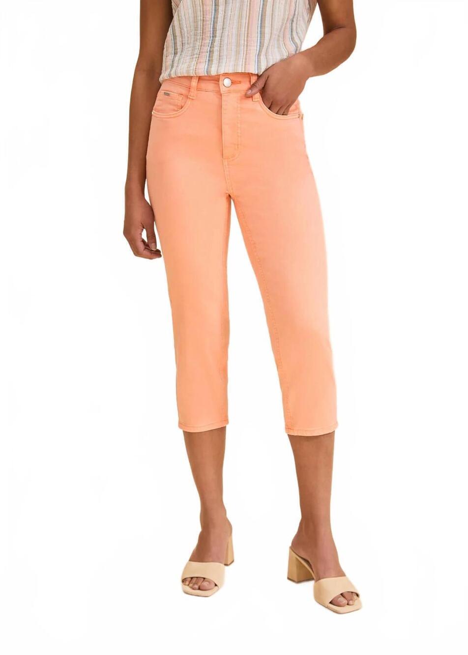 NEW FDJ high-rise stretch capri pants in cantaloupe